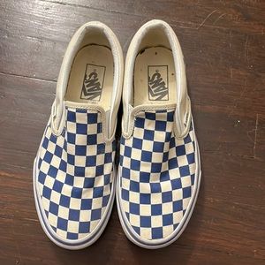 Blue Vans Checkerboard Slip Ons